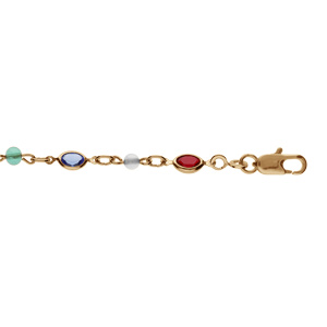 Bracelet en plaqu or tutti frutti navettes et perles multicouleurs 16+3cm - Vue 1