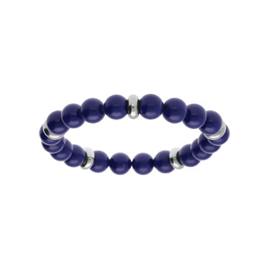 Bracelet extensible boules lapis lazuli rondelles acier 60mm - Vue 1