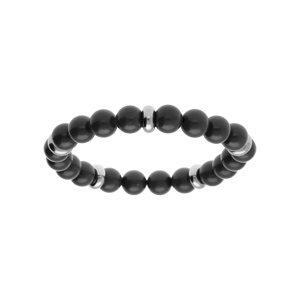 Bracelet extensible boules onyx acier 60mm - Vue 1