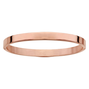 Bracelet ruban en acier et PVD rose articul fil lisse  graver 59mm X 51mm - Vue 1