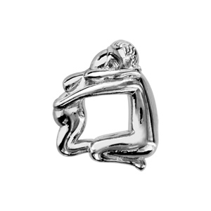 Charms Thabora en argent rhodi homme et femme enceinte enlacs - Vue 1