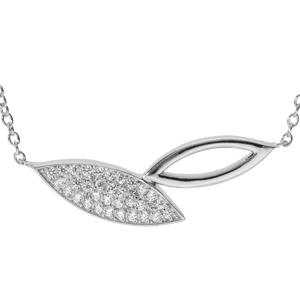 Collier argent rhodi feuille \