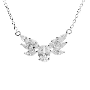 Collier argent rhodi oxydes blancs rglable 42  45cm - Vue 1