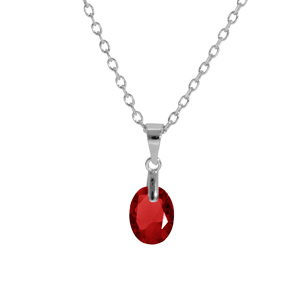 Collier en argent rhodi chane avec pendentif forme de goutte avec oxyde grenat facet 40+5cm - Vue 1