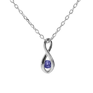 Collier en argent rhodi chane avec pendentif infini et oxyde bleu fonc longueur 40+4cm - Vue 1