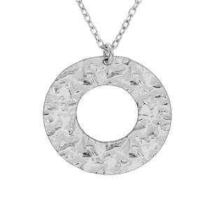 Collier en argent rhodi chane avec pendentif rond vid martel 40+5cm - Vue 1