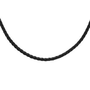 Collier cordon cuir noir Argent Massif pour Homme Femme - 38cm