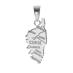 Pendentif en argent rhodi carte de Corse moyen modle paisseur 1mm - Vue 1