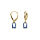 Boucles d'oreille dormeuse argent dor oxyde rectangulaire bleu ciel