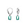 Boucles d'oreille dormeuse argent rhodi oxyde rectangulaire bleu vert