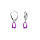 Boucles d'oreille dormeuse argent rhodi oxyde rectangulaire violet