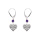 Boucles d'oreille dormeuse argent rhodi coeur martel avec 1 boule jade violette vritable