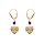 Boucles d'oreille dormeuse argent dor jaune coeur martel avec 1 boule jade violette vritable