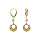 Boucles d'oreille dormeuse argent dor pastille martel avec 1 boule jade bleu ciel vritable