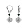 Boucles d'oreille dormeuse argent rhodi cercle diamant avec 1 boule malachite vritable