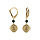 Boucles d'oreille dormeuse argent dor jaune cercle diamant avec 1 boule malachite vritable