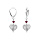 Boucles d'oreille dormeuse argent rhodi forme coeur diamant et 1 oxyde rose