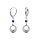 Boucles d'oreille dormeuse argent rhodi cercle diamant et 1 oxyde bleu