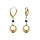 Boucles d'oreille dormeuse argent dorr jaune cercle diamant et 1 oxyde bleu