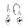 Boucles d'oreilles en argent rhodi carr suspendu avec oxyde bleu fonc et fermoir dormeuse