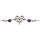 Bracelet argent rhodi chane boule coeur martel avec 2 boules jade violette vritable rglable 16  19cm