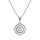 Collier en argent rhodi chane avec pendentif rond oxydes blancs sertis 40+5cm