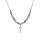 Collier argent rhodi croix avec perles nacre vritable blanche et teinte bleu rglable 40  45cm