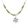 Collier argent rhodi pampille trfle et perles nacre vritable blanche et teinte verte rglable 40  45cm