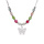 Collier argent rhodi papillon et perles nacre vritable teinte rglable 40  45cm