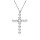 Collier argent rhodi pendentif croix avec 1 oxyde blanc et perle blanche rglable 42  45cm