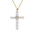 Collier argent dor pendentif croix avec 1 oxyde blanc et perle blanche rglable 42  45cm