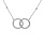 Collier argent rhodi 2 cercles entrelacs lisse et givr rglable 42  45cm