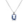 Collier argent rhodi pendentif rectangulaire oxyde bleu ciel rglable 42  44cm