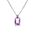 Collier argent rhodi pendentif rectangulaire oxyde violet rglable 42  44cm