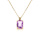 Collier argent dor pendentif rectangulaire oxyde violet rglable 42  44cm