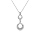 Collier argent rhodi pendentif 2 cercles vid oxydes blancs rglable 40  44cm