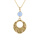 Collier argent dor jaune pendentif rond martel avec 1 boule jade bleu ciel rglable 40  45cm