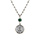 Collier argent rhodi chane boules pendentif cercle diamant avec 1 boule malachite vritable rglable 40  45cm