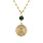 Collier argent dor jaune chane boules pendentif cercle diamant avec 1 boule malachite vritable rglable 40  45cm