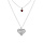 Collier argent rhodi double chane pendentif coeur diamant et 1 oxyde rose rglable 40  45cm