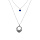 Collier argent rhodi double chane pendentif diamant et 1 oxyde bleu rglable 40  45cm