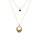 Collier argent dor jaune double chane pendentif diamant et 1 oxyde bleu rglable 40  45cm