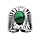 Bague en argent rhodi ouverte drape avec pierre centrale en Malachite vritable