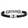 Bracelet en acier et cuir noir 2 rangs cble gris 21cm rglable