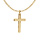 Collier en acier et PVD jaune chane maille gourmette avec pendentif croix 33 x 17mm longueur 55+5cm