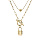 Collier en acier et PVD jaune double rang avec boule et pendentif cadenas 44cm