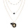 Collier en acier et PVD jaune triple chanes boules noires et pendentif noir toile et pompon 38+5cm