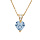 Collier en plaqu or chane avec pendentif coeur oxyde bleu ciel et blancs 42+3cm