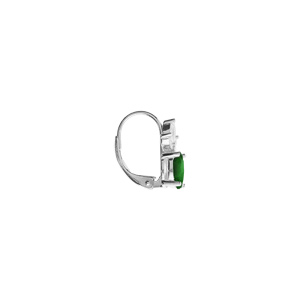 Boucles d\'oreille dormeuse argent rhodi oxydes blancs et vert - Vue 2