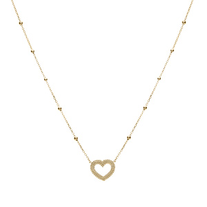 Collier argent dor chane boules coeur perl rglable 42  45cm - Vue 2